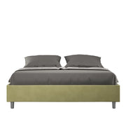 BS COM Letto matrimoniale francese contenitore imbottito 140x200 microfibra tè verde