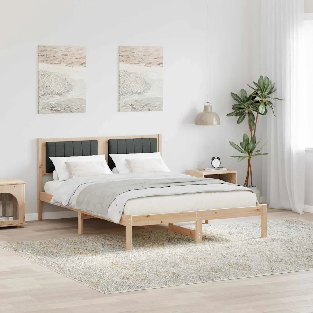 Letto con Testiera Rivestita Grigio scuro 135 x 190 cm 878270