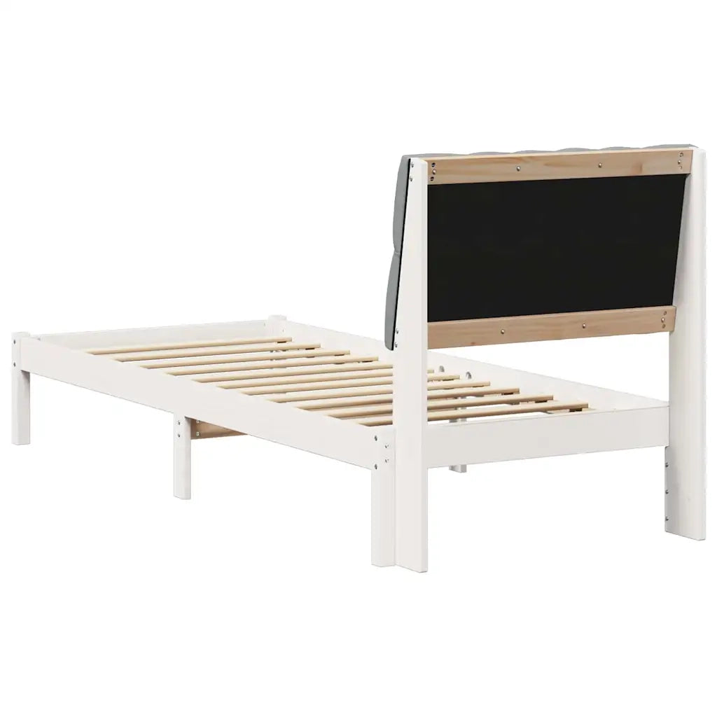 Letto singolo | Letto per adulti | Letto con Testiera Rivestita con testiera Bianco 75 x 190 cm