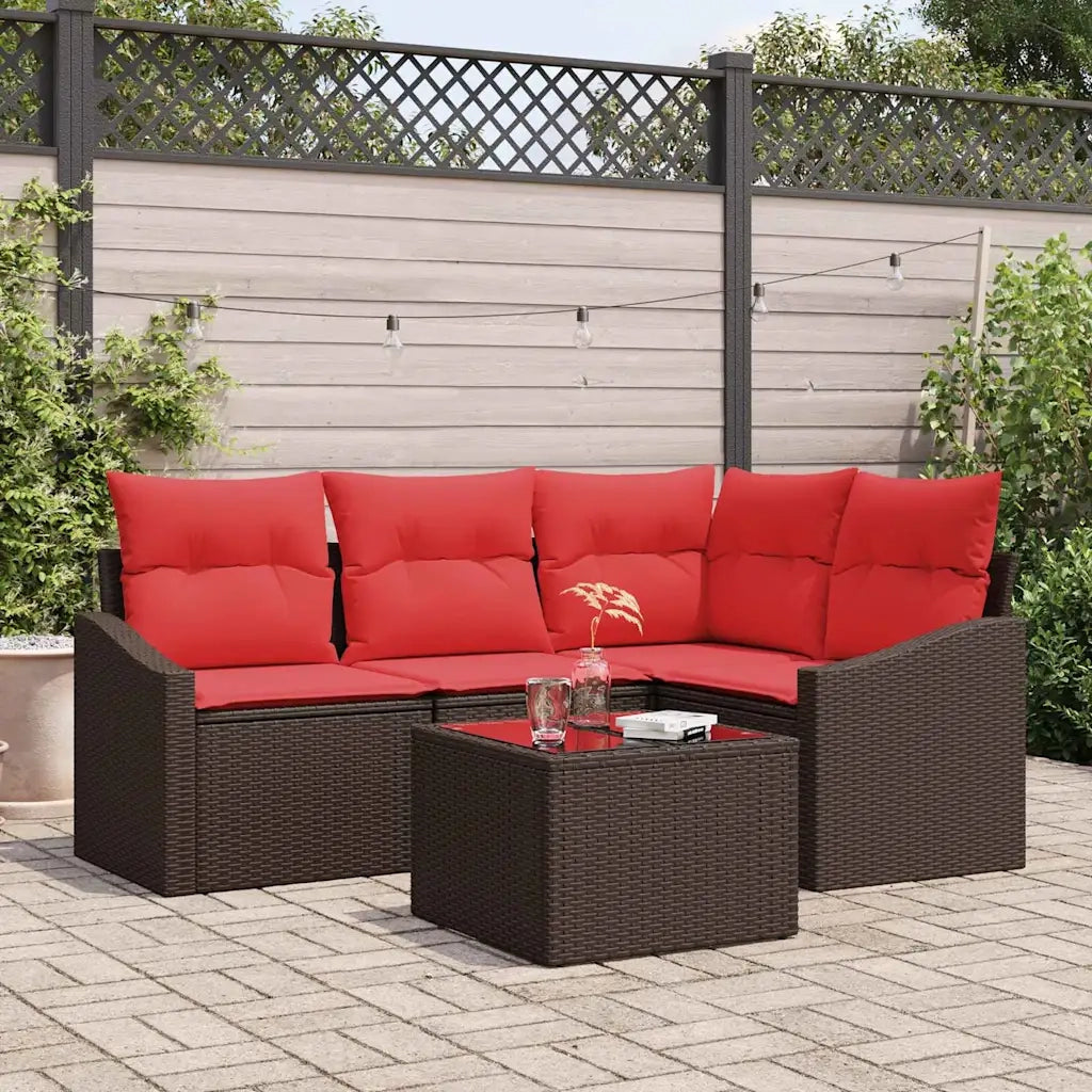 Set di divani 5 pz Marrone polyrattan 3346714