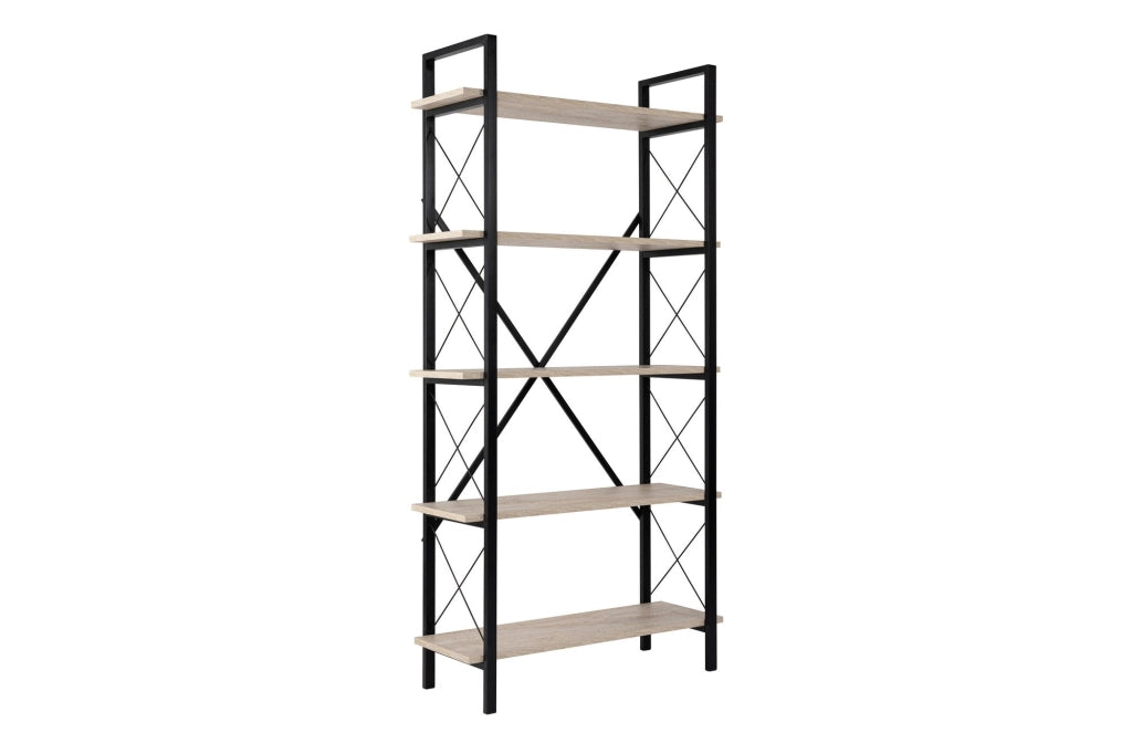 Libreria in legno "Elysian" - 90 x 33 x 180 cm - Travertino nero
