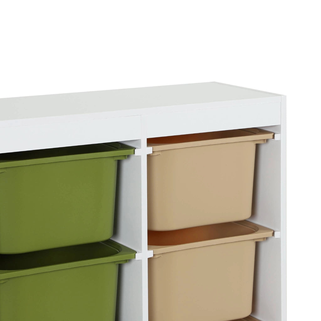 Mobile per bambini con 6 scatole colorate, verde oliva