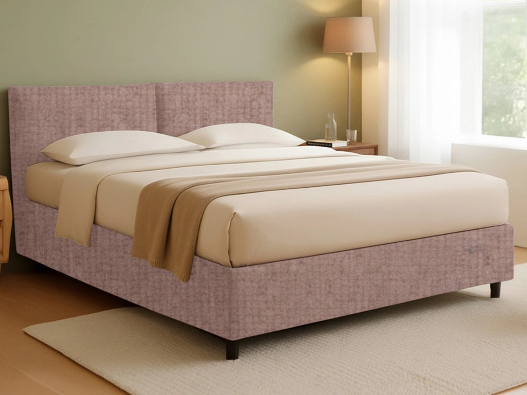 Bath, Letto Matrimoniale Sfoderabile Made in Italy, Rosa Antico