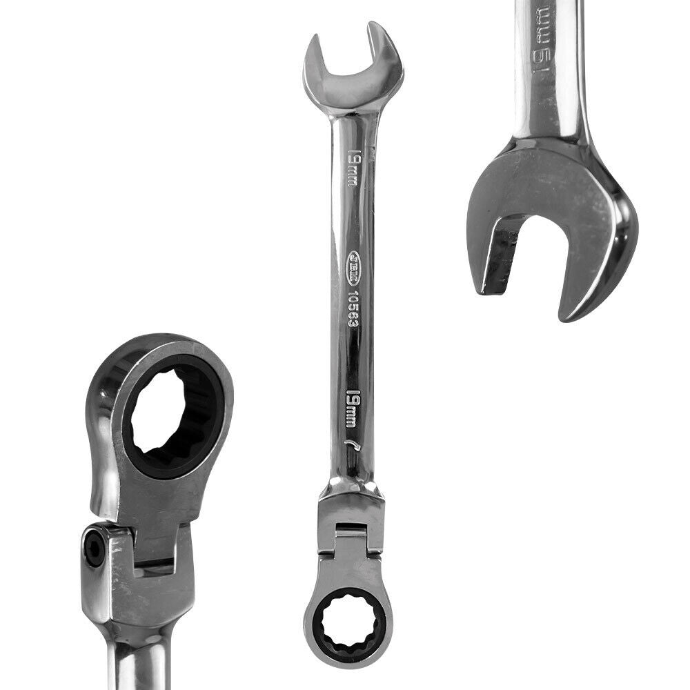 KIT DI 12 CHIAVI COMBINATE A CRICCHETTO SERIE SNODATE MISURA 8 A 19 CON SNODO