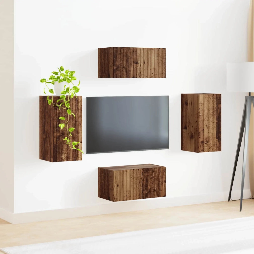 Set mobile TV 4 pcs Legno vecchio Legno multistrato