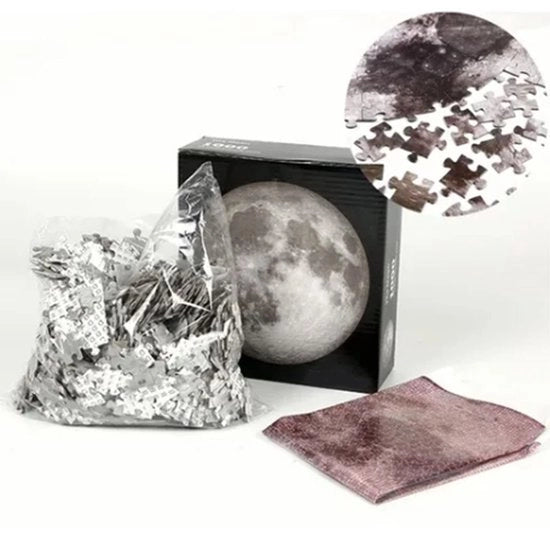 Puzzle a 1000 pezzi in forma di luna - Diametro 26,57 pollici - Puzzle per adulti - Carta - Colori vividi - Stimulatione logica