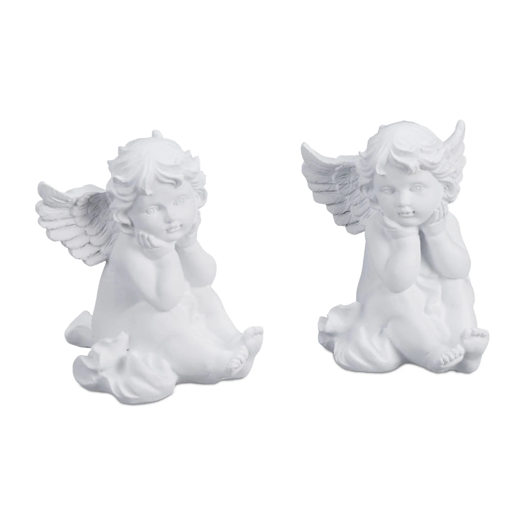 Set di 2 decorazioni per tomba angelo simbolo di protezione 30 x 15 x 10 cm in resina artificiale grigia 13_0014793