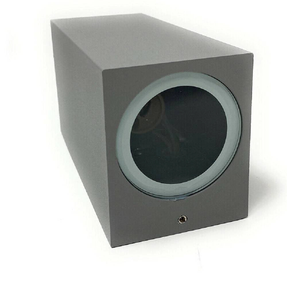 Trade Shop - Applique Parete Doppia Emissione Attacco Gu10 Lampada Moderna Es55 Up & Down Ip65 - Grigio