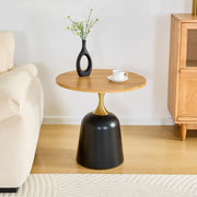 Tavolino rotondo versatile in melamina naturale
