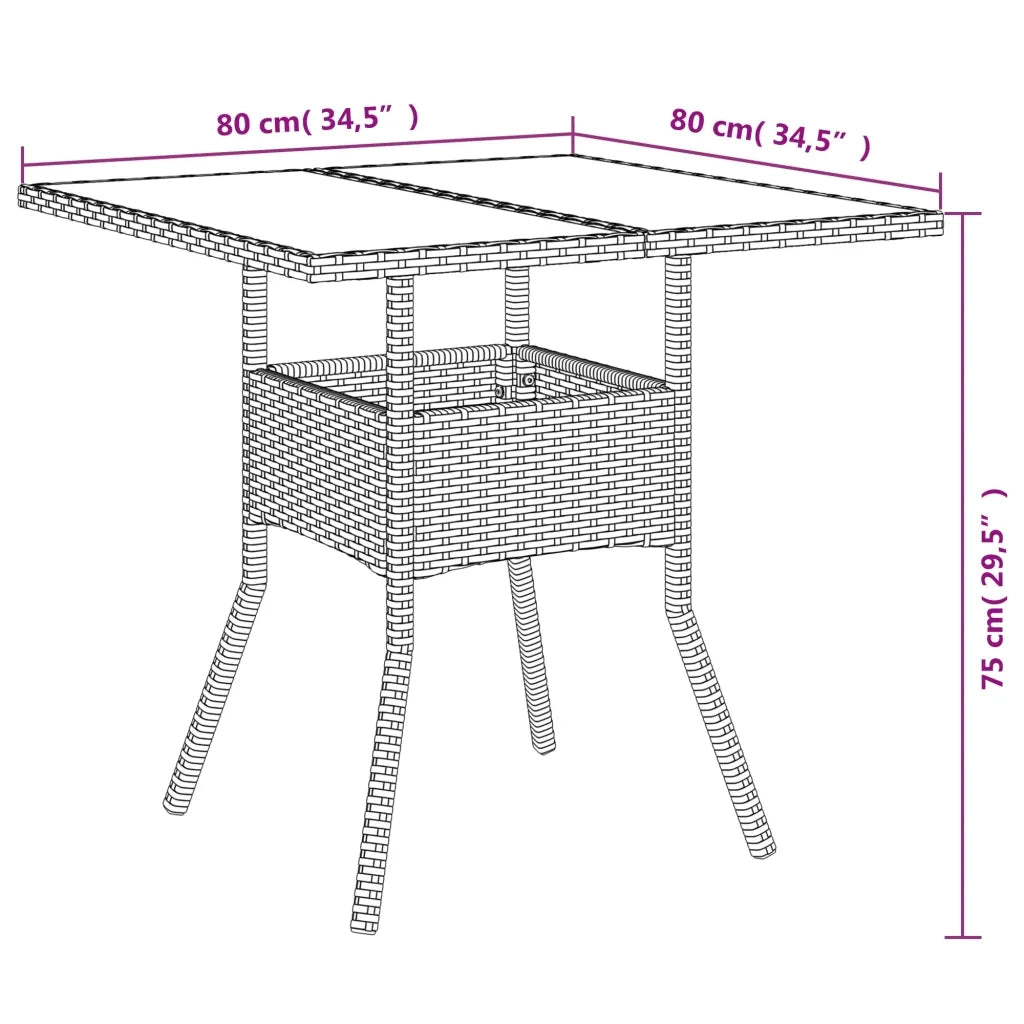 Set Pranzo da Giardino 5pz con Cuscini Polyrattan e Vetro 3278612