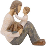 Figurina decorativa a tema padre e figlio dipinta a mano