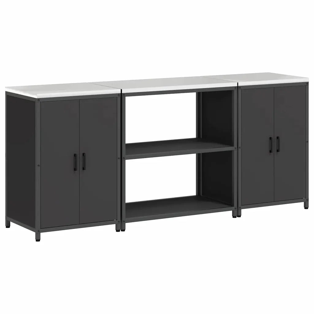 Set di Stoccaggio per Cucina con lo scaffale 3 pcs Nero
