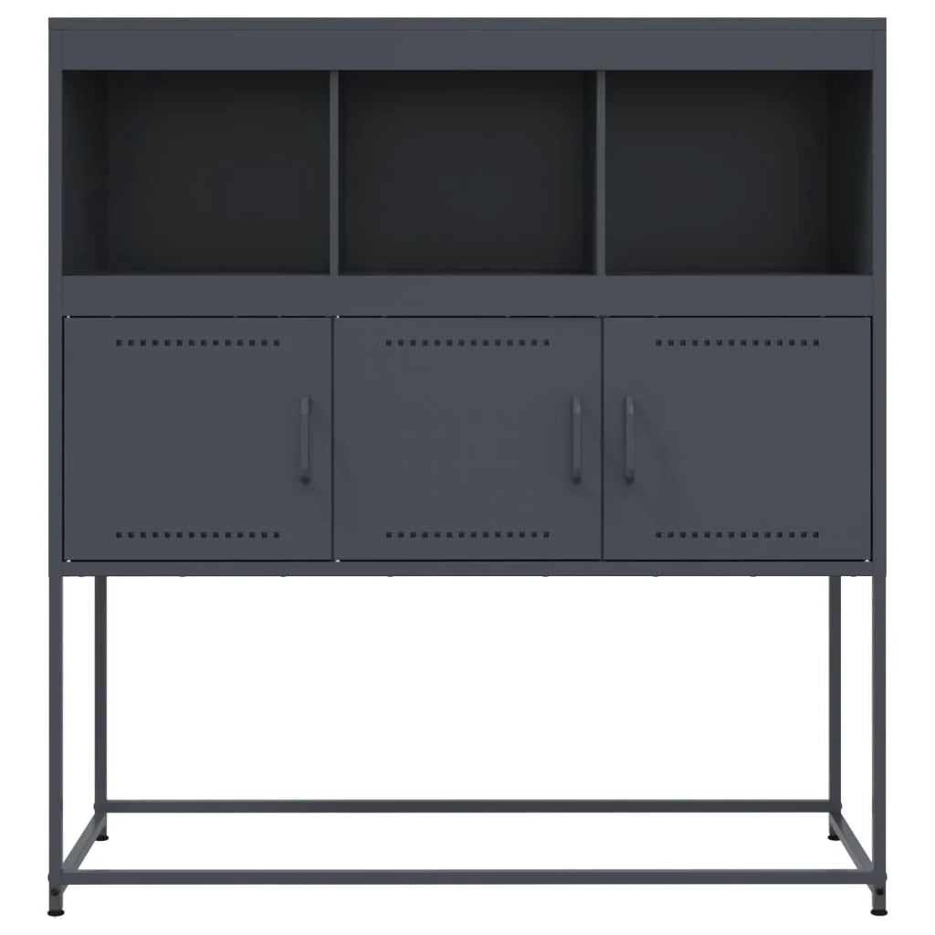 Buffet credenza cassettiera armadio mobile contenitore organizer per cucina soggiorno salotto 100,5 x 39 x 107 cm acciaio antracite 02_0029682