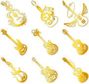 Sticker autoadesivi autofissanti oro - 9 pezzi - 4 cm x 4 cm - decorazione chitarra - impermeabili - artigianato - album da collezione - sticker decorativi