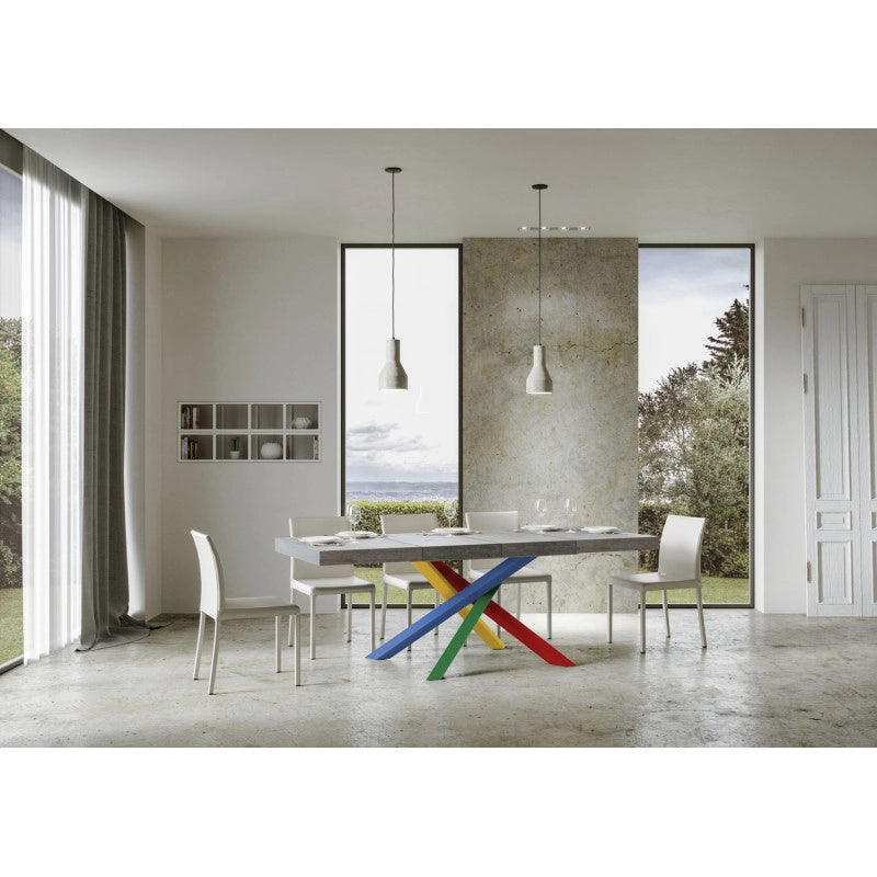 Tavolo allungabile 120/380x90 cm Volantis Premium telaio Multicolore 4/B - Cemento