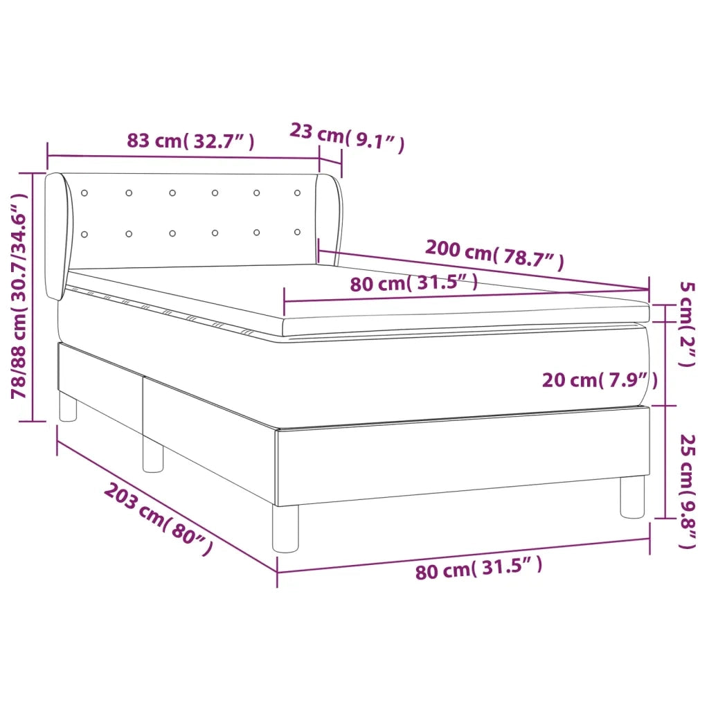 Giroletto a Molle con Materasso Grigio Scuro 80x200 cm Tessuto 3127078