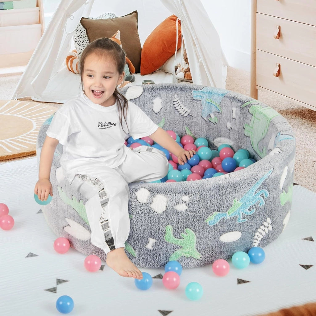 86 x 30 cm/200 Palline ∅5,5 cm Piscina di Palline Colorate per Bambini Luminosi nel Buio, Vaso con Palline in Schiuma Morbido e Lavabile in Lavatrice, Piscinatta da Gioco