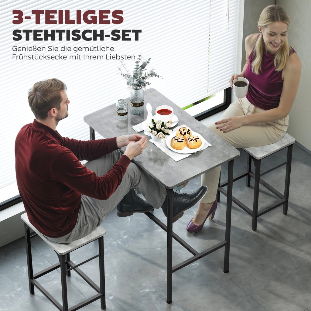 Tavolo da pranzo con 2 sedie ¨C zephmum ¨C grigio