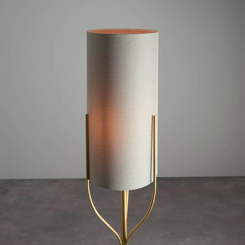 Lampada da terra Fraser ottone satinato lino E27 Endon