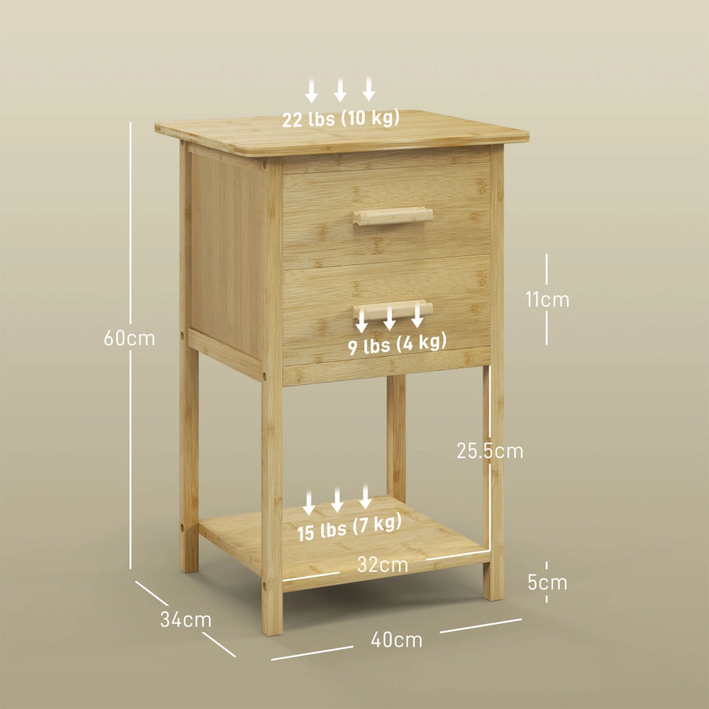 Comodini con 2 Cassetti e Ripiano ¨C Minimal ¨C Legno 40x34x60 cm