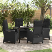 Set da Pranzo per Giardino con cuscino 5 pcs Nero polyrattan