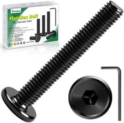 Viti a flangia interna, 20 pezzi, M6 x 40, nero, viti a flangia interna piatte, acciaio inossidabile, A2 V2A, viti a flangia interna piatte con chiave a trocetto per mobili, sedili per auto, elettrodomestici