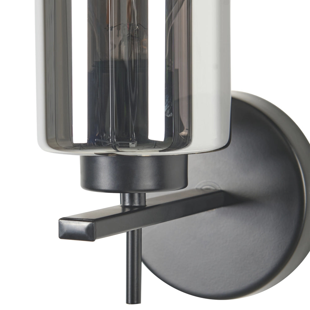 Lampada da terra Grigio e nero con base in ferro e paralume fumé in vetro Punto luce singolo Accessori per la casa Illuminazione