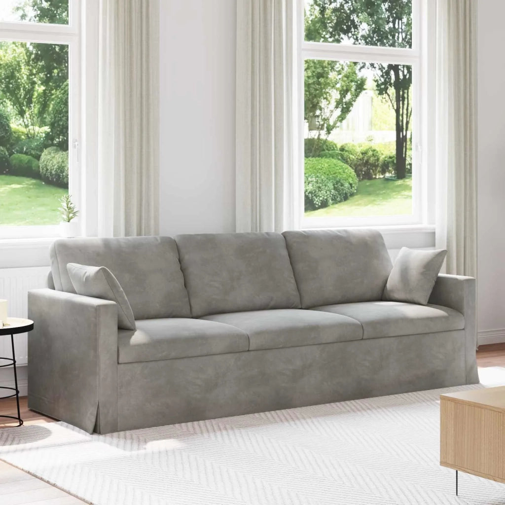 Divano Grigio chiaro 228 x 78 x 80 cm Velluto