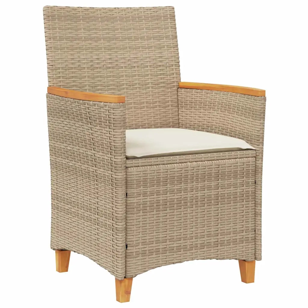 Set da Pranzo per Giardino 7 pcs Beige polyrattan