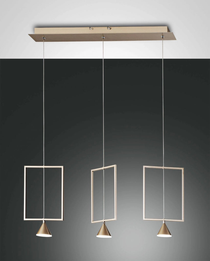 SIRIO RECTANGULAR SOSPENSIONE ORO OPACO 3 LUCI 3390-49-225