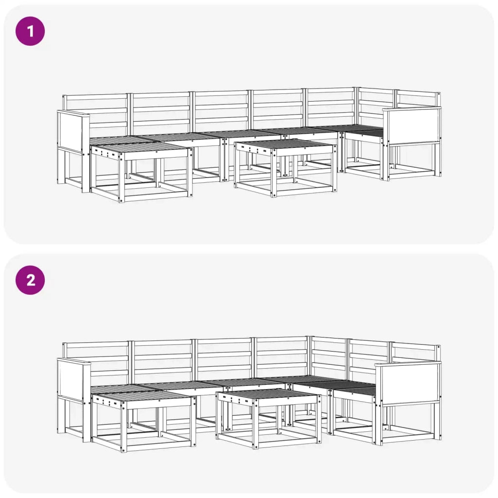 Set di divani da esterno 8 pcs Naturale
