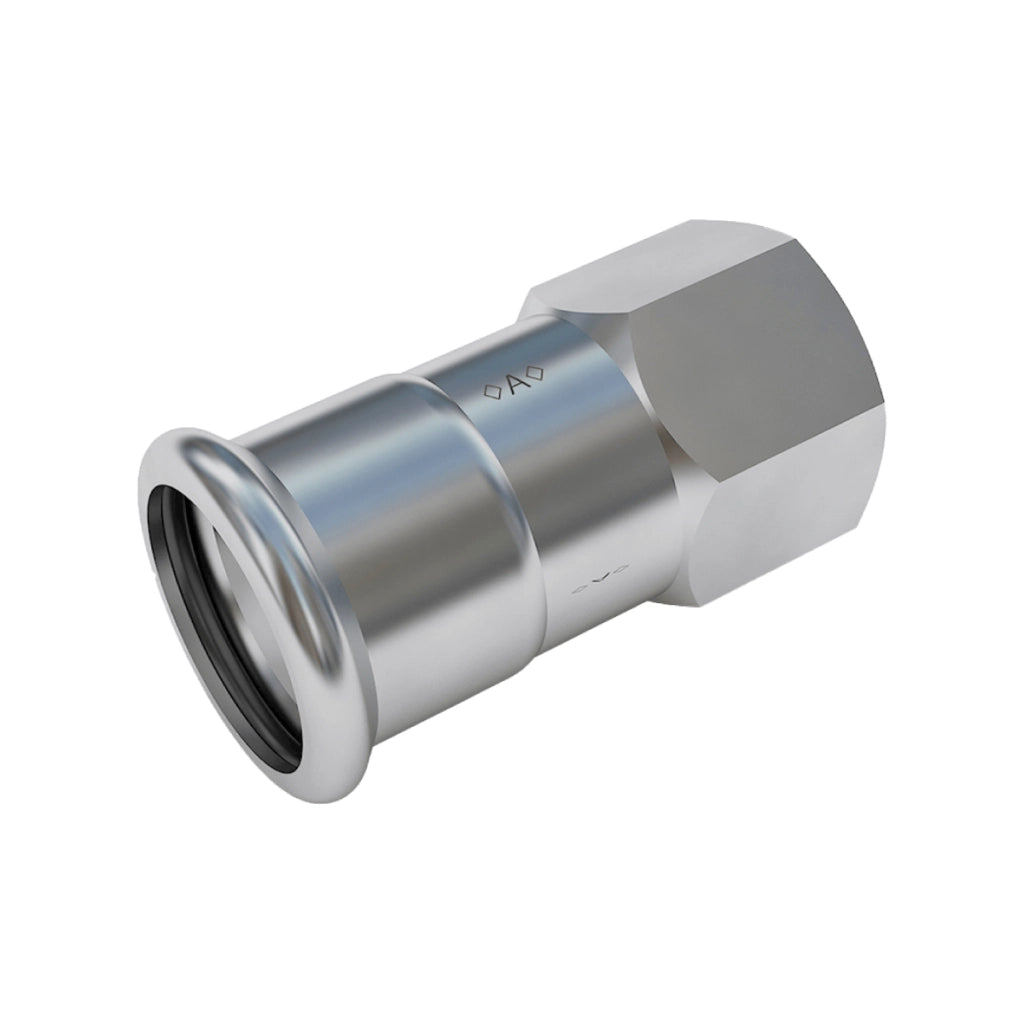 RACCORDO DRITTO A PRESSARE FEMMINA FEMMINA IN ACCIAIO INOX SERIE PRESS INOX 316L - 3/4XØ18  - CEX