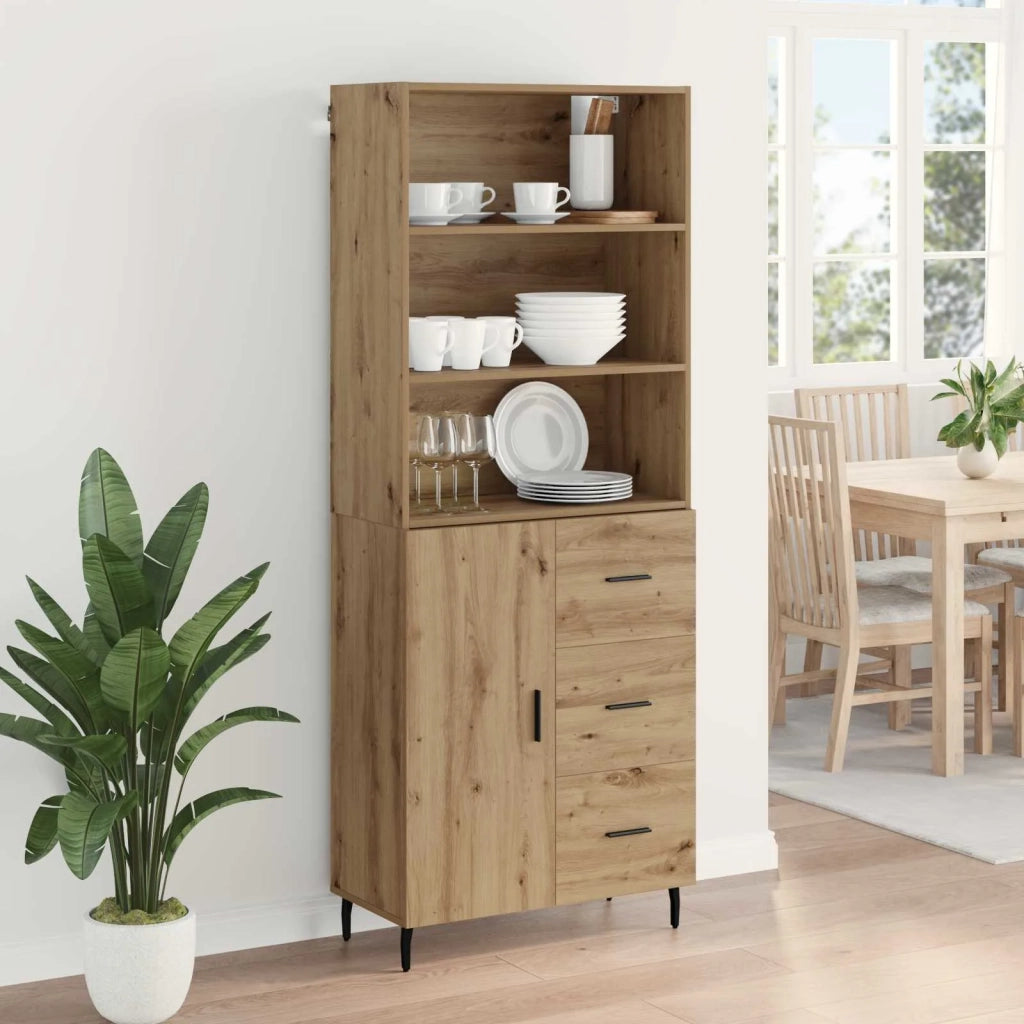 Credenza | Madia | Buffet da pranzo | Armadio da pranzo con cassetto Rovere artigianale 69,5 x 34 x 180 cm