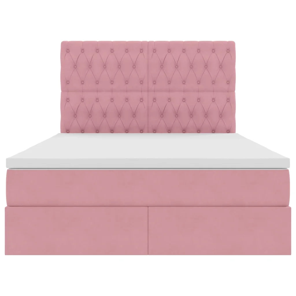 Letto con contenitore e materasso Rosa 140 x 190 cm Velluto 3372092