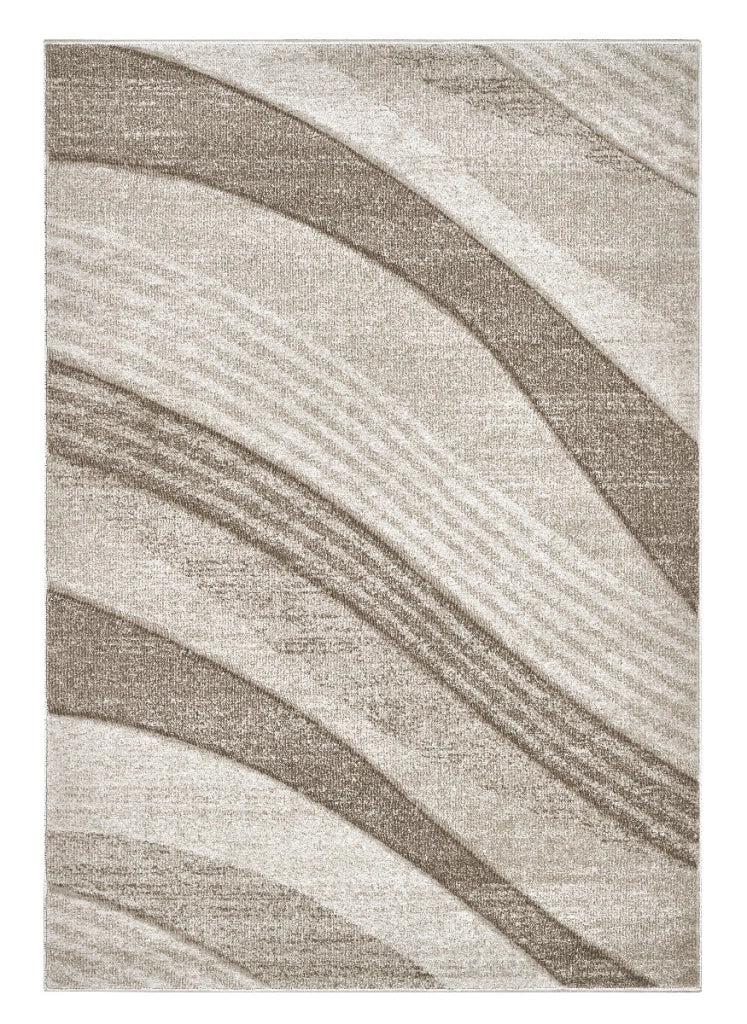Parure tappeti FUNNY 87101 beige tris scendiletto (1pz cm.80x150 + 2pz cm.60x120) pelo morbido motivo a onde moderno