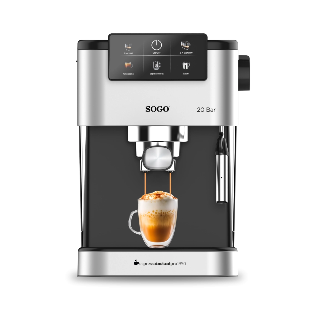 Macchina caffè espresso 20 bar con cappuccinatore, serbatoio 1,5L e pannello touch digitale per caffè cremoso - Sogo