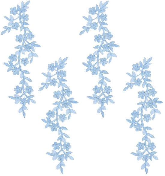 Pannelli floreali 4 pezzi - Applicazioni staccabili - Lavori di ricamo - Pannello decorativo - 25 x 9 cm - Per abito da sposa stoffa
