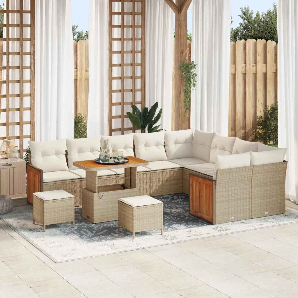 Set Divano da Giardino con cuscino 12 pcs Beige e Crema 3363216