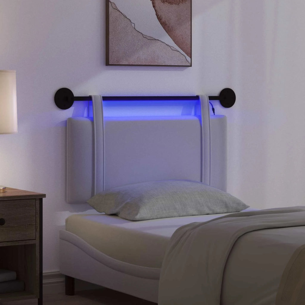 Testiera sospesa Con luce LED Bianco Tessuto 3423856