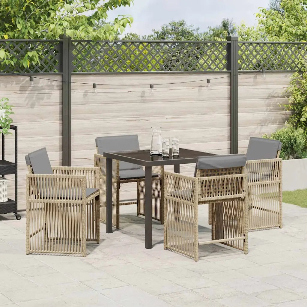 Set da Pranzo per Giardino 5 pcs Beige polyrattan