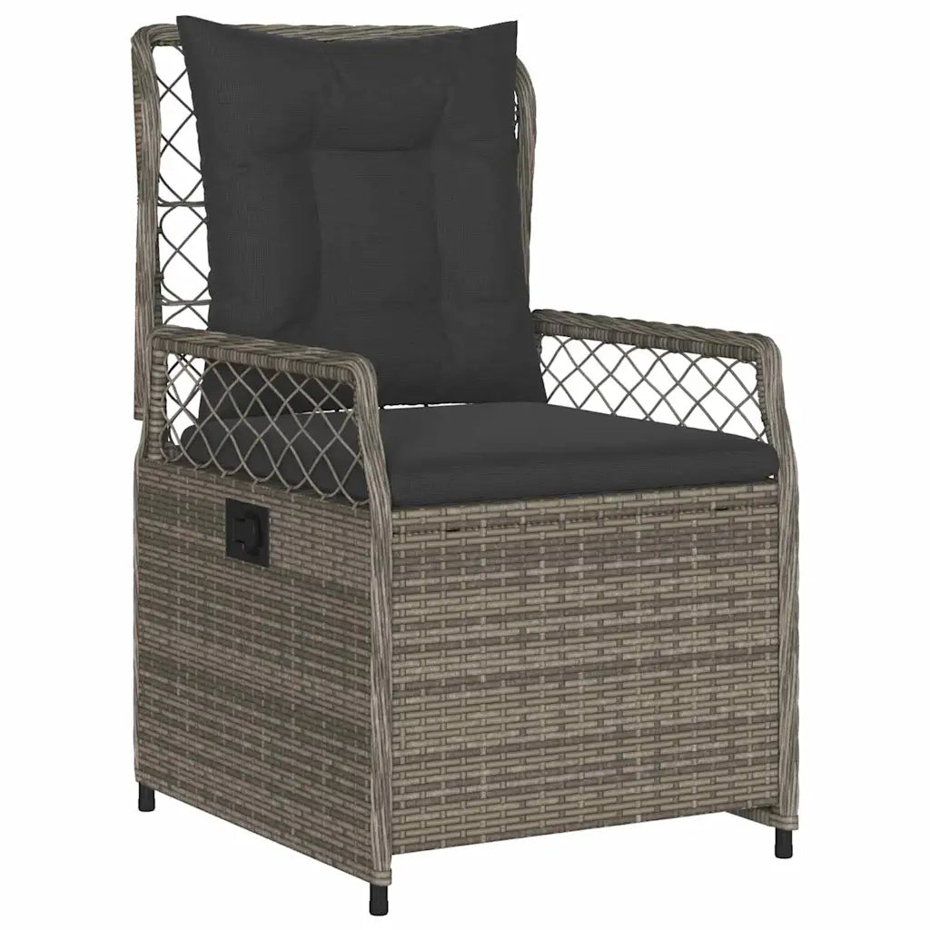 Set da Pranzo per Giardino 7 pcs Grigio polyrattan