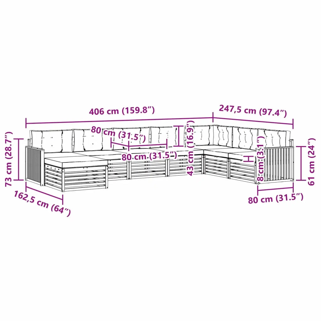 Set di divani da esterno 8 pcs Bianco e Antracite 3390962