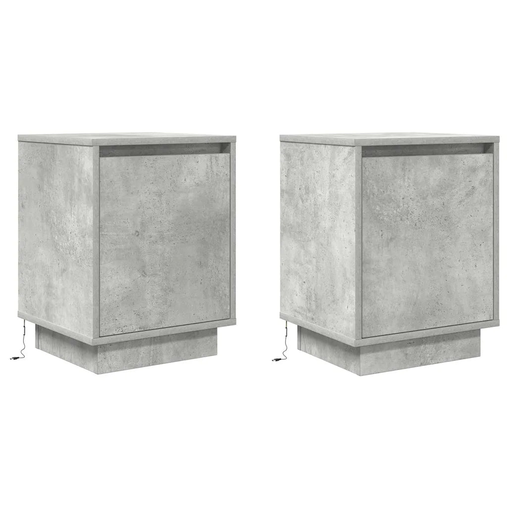 Comodini con Luci a LED 2 pz Grigio Cemento 38x34x50 cm 861272