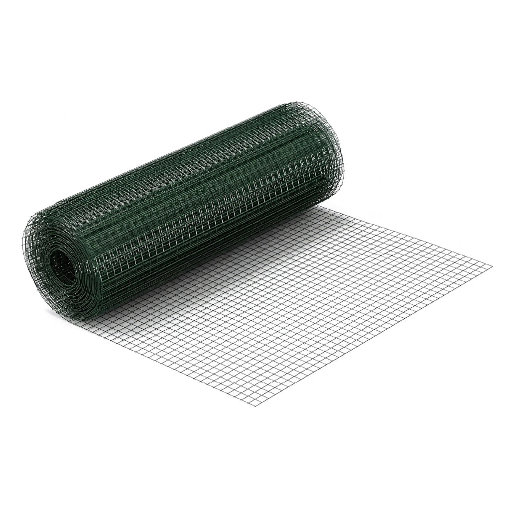 Rete Metallica Verde Rivestita in PVC Maglia Quadrata 12x12 mm per Recinzioni Giardino Orto Pollai Protezione Alberi Rete Elettrosaldata Rigida Varie Misure  1x10Metri