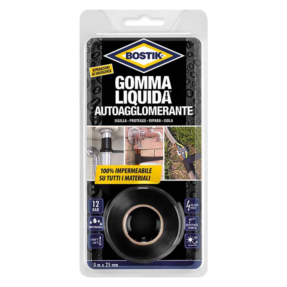 GOMMA LIQUIDA NASTRO AUTOAGGLOMERANTE mm 25 x 3 mt  - BOSTIK