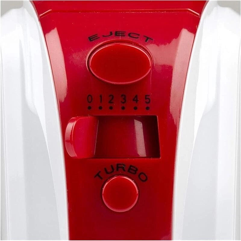 GIRMI SB02 SBATTITORE ELETTRICO 170W SBATTITORI INOX PER MONTARE FUNZIONE TURBO GANCI INOX 5 VELOCITÀ BIANCO/ROSSO