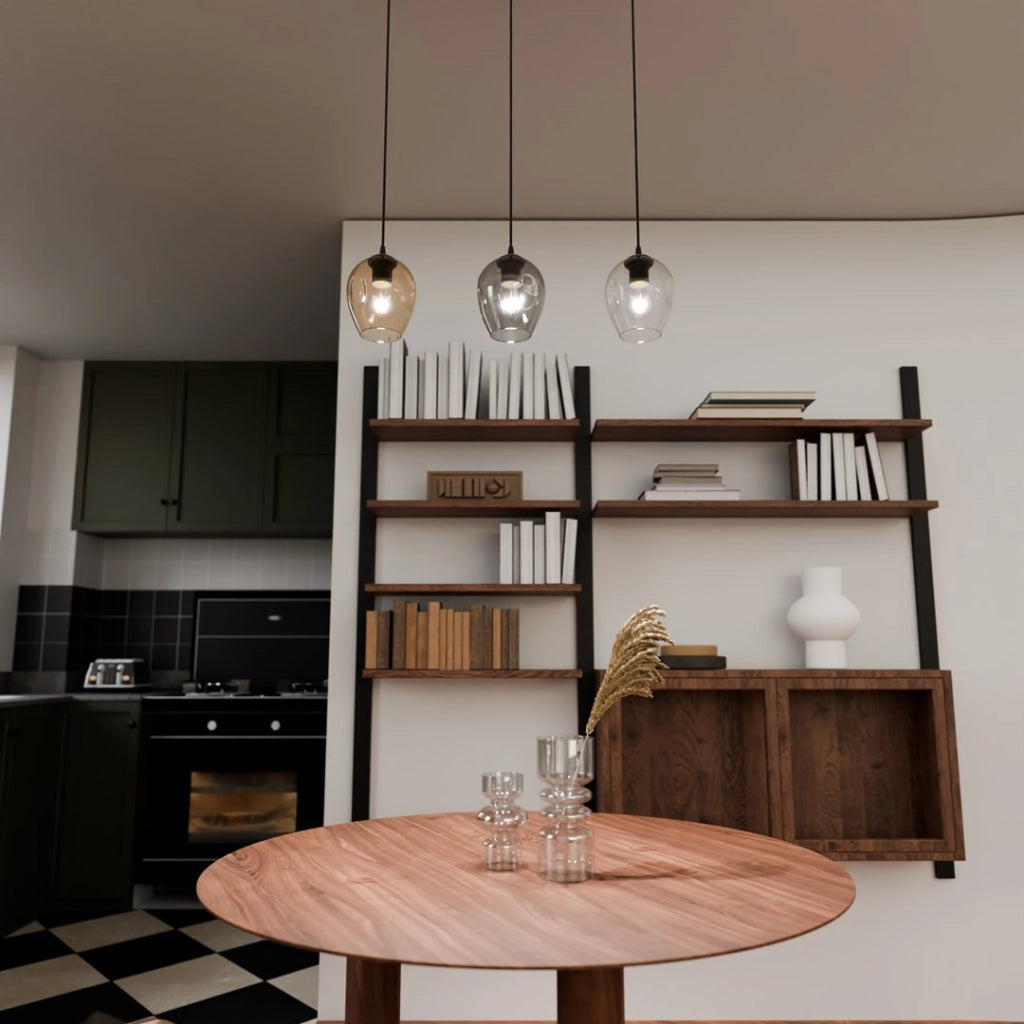 Lampadario Emibig Istar 3, 3xE27 vetro multicolor nero