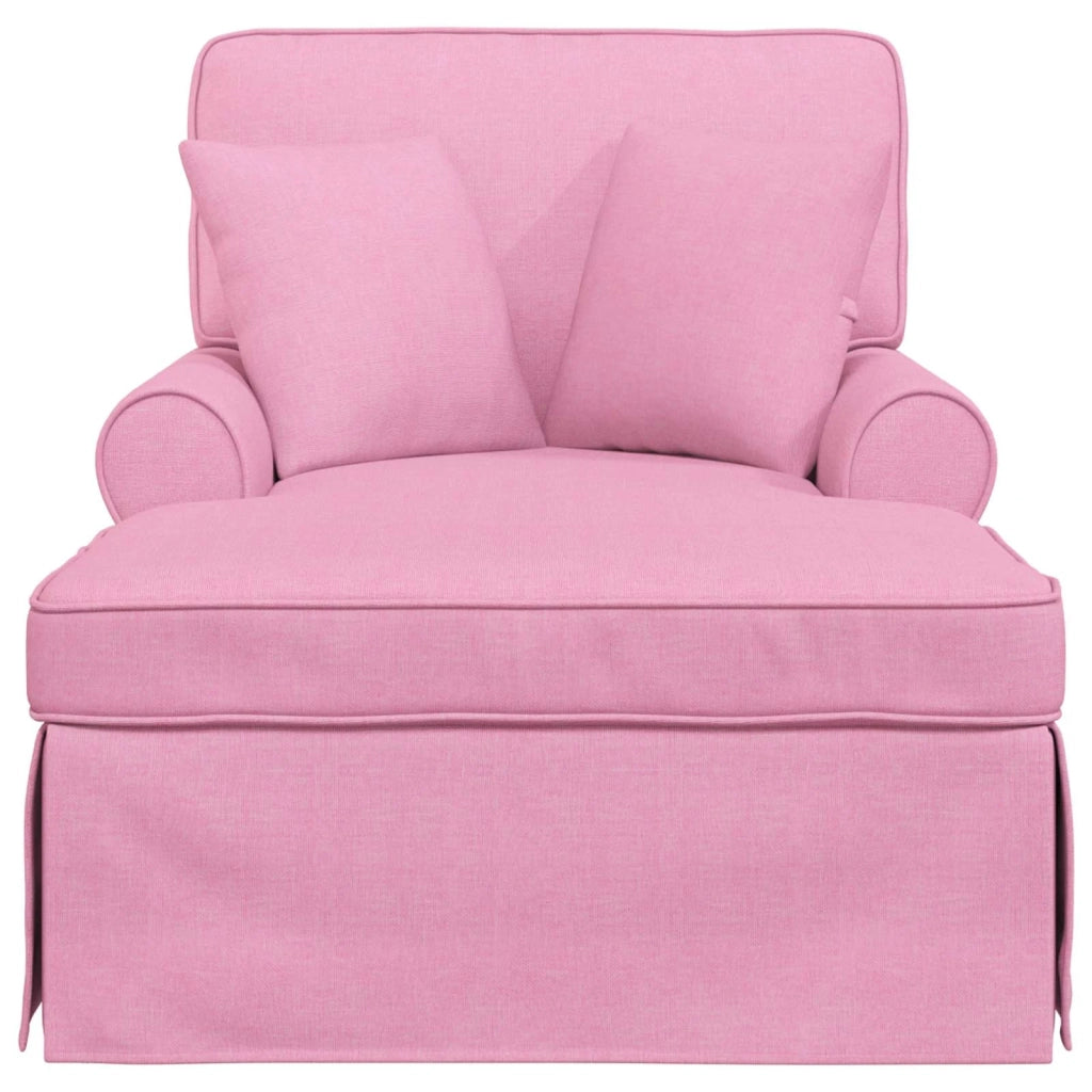 Chaise Longe con Gonna con cuscino 3 pcs Rosa Tessuto