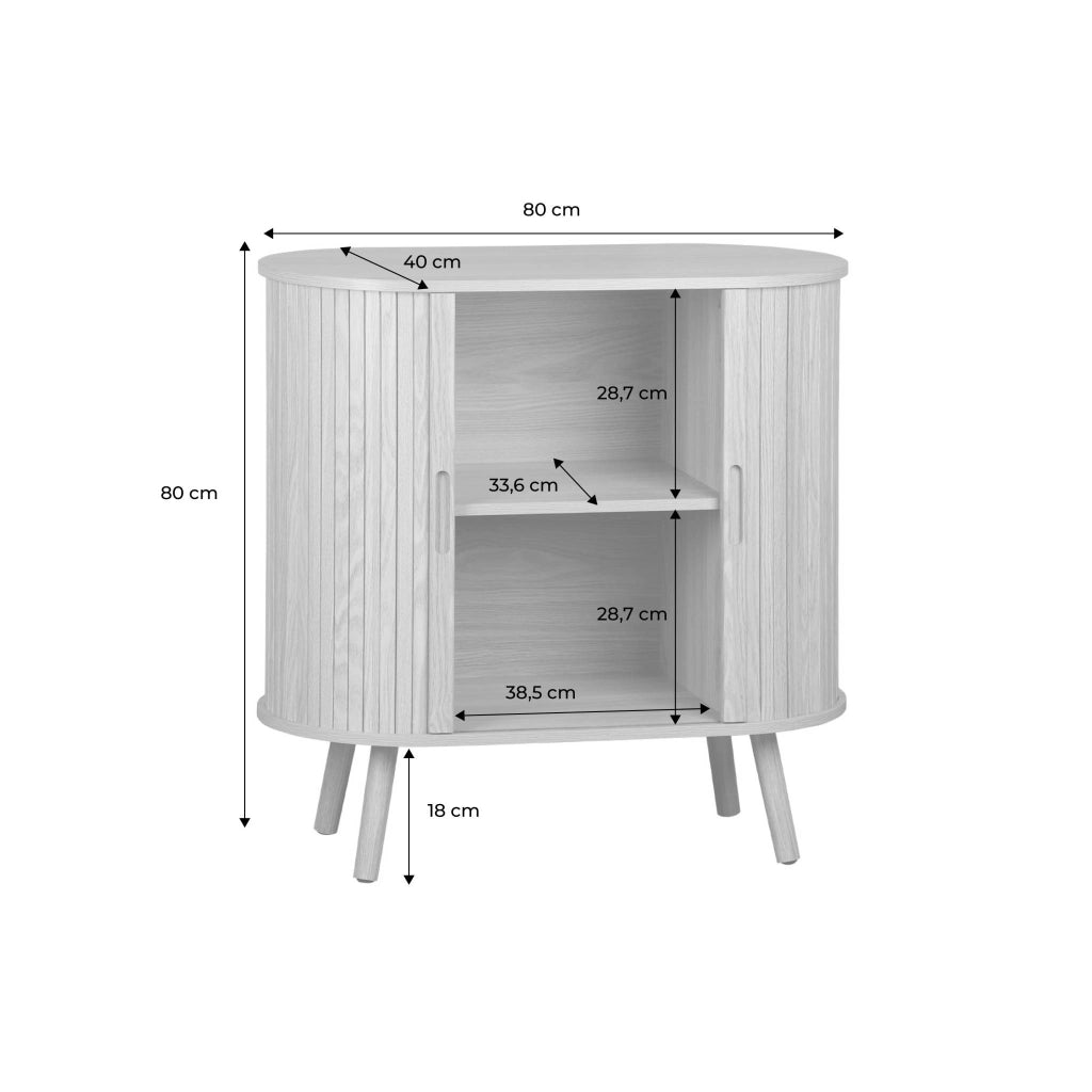 Credenza con ante scorrevoli e ripiano, noce