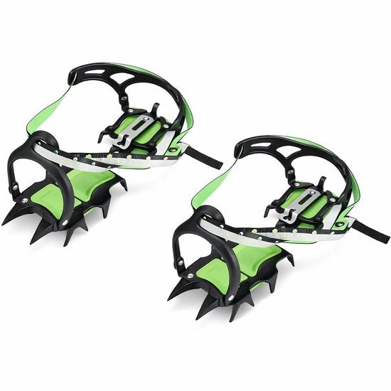 Stecchi per scarpe 14 denti in acciaio - Antiscivolo per ghiaccio/neve - Protezione sicura per gli scarponi - Catene per scarpe universali - Adatti per scarpe da montagna/scarpette da trekking - Scarponi da neve